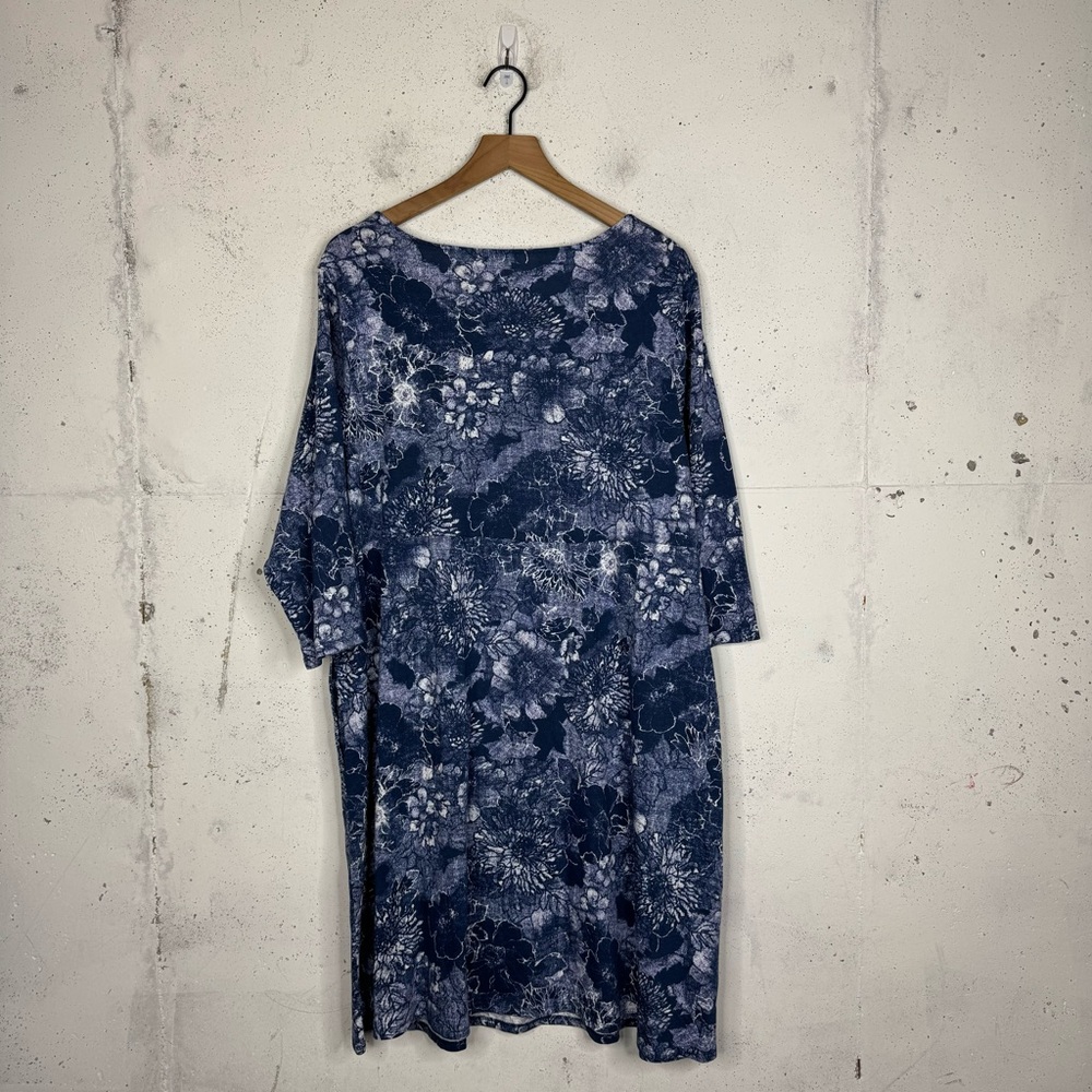Pure Jill Floral 3/4 Sleeves Scoop Neck Denim Like Dress Pockets 2X - Picture 7 of 11